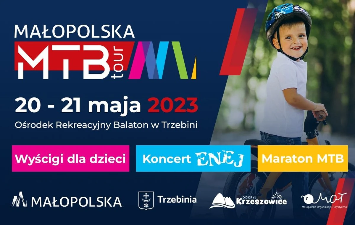 Atrakcje – zarówno dla najmłodszych, jak i nieco starszych fanów aktywności na świeżym powietrzu - przygotowano w ramach Małopolska MTB Tour 2023. Impreza odbędzie się w Trzebini 20 i 21 maja. 