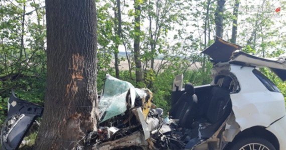 34-letni kierowca Fiata Punto zginął w wypadku w Wyrach na Śląsku. Na miejscu zdarzenia nie stwierdzono śladów hamowania - podaje śląska policja.