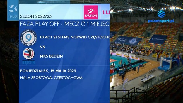 Skrót meczu Exact Systems Norwid Częstochowa - MKS Będzin 3:1 (25:18, 14:25, 25:19, 29:27).