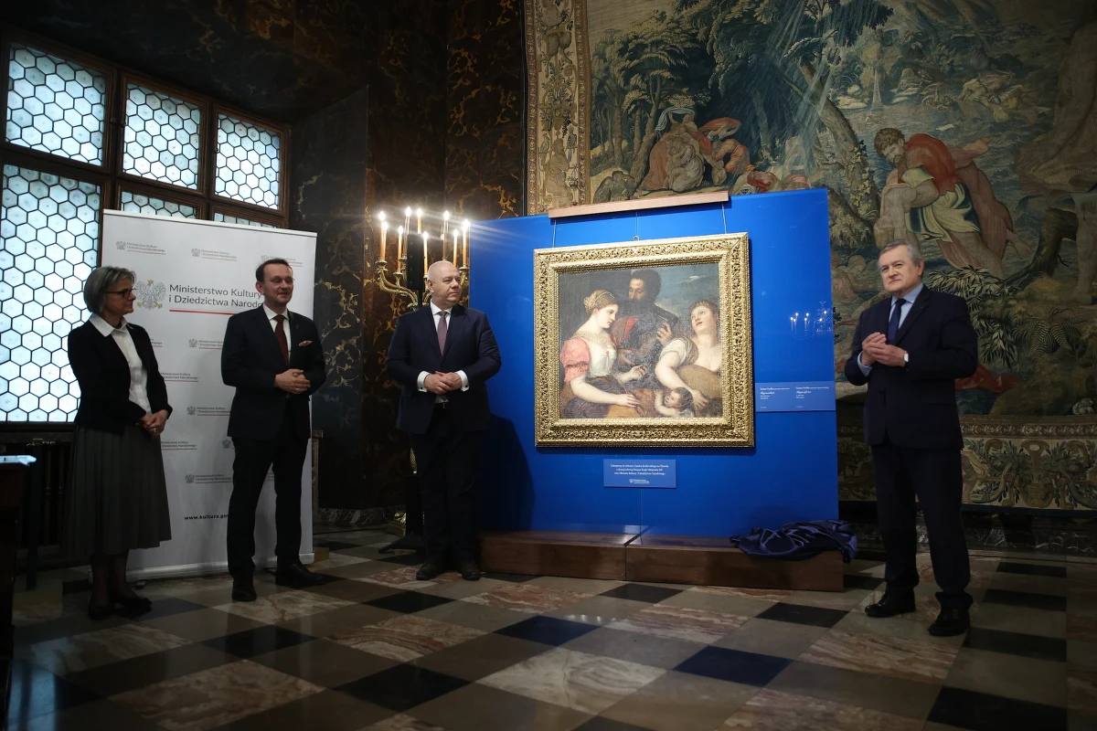 Dzieła Tycjana, Brueghla i Bordona od piątku są prezentowane na Wawelu wśród najnowszych dzieł kolekcji Zamku Królewskiego. W uroczystym otwarciu wystawy wzięli udział m.in. minister kultury i dziedzictwa narodowego Piotr Gliński.