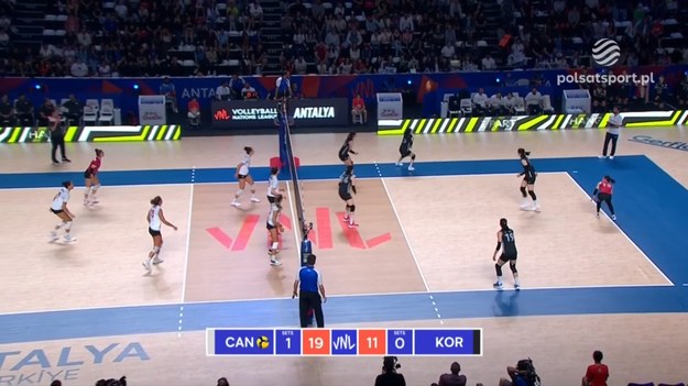 Skrót meczu Ligi Narodów siatkarek Kanada – Korea Południowa 3:0 (25:17, 25:16, 25:18).

