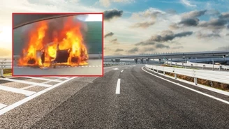 Pożar na autostradzie. Porsche doszczętnie spłonęło