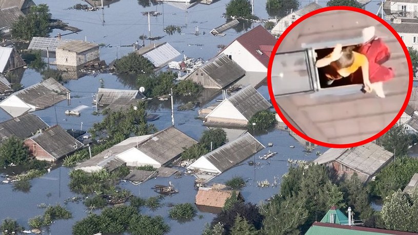 Siły Zbrojne Ukrainy opublikowały materiał filmowy, na którym możemy zobaczyć, jak ukraiński operator drona próbował dostarczyć butelkę wody kobiecie i dzieciom znajdującym się w zalanym w powodzi domu, który leży na terytorium okupowanym przez Rosjan.