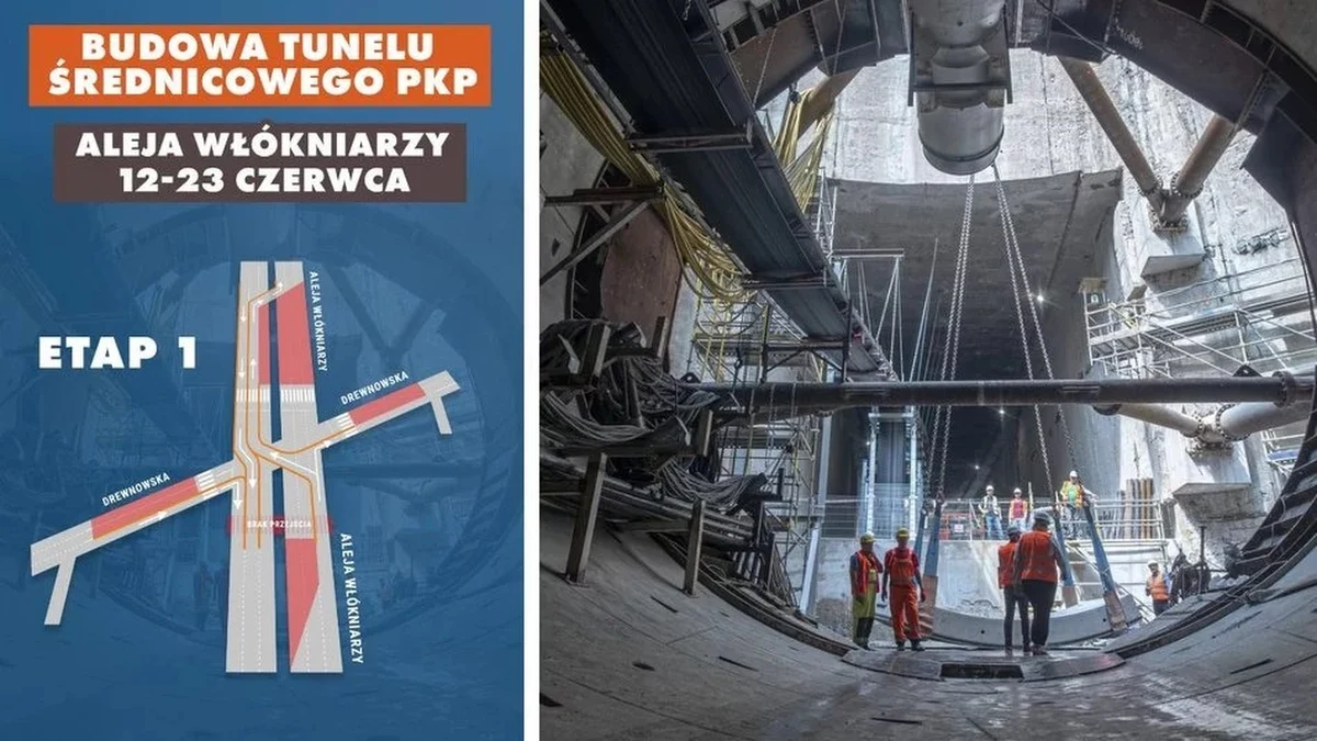 Trwa budowa tunelu średnicowego, który połączy dworzec Łódź Fabryczna ze stacjami Łódź Kaliska i Łódź Żabieniec. Jak podał Urząd Miasta Łodzi, w połowie czerwca tarcza drążąca tunel z Kozin na Żabieniec przejedzie pod al. Włókniarzy, co spowoduje duże utrudnienia dla kierowców.