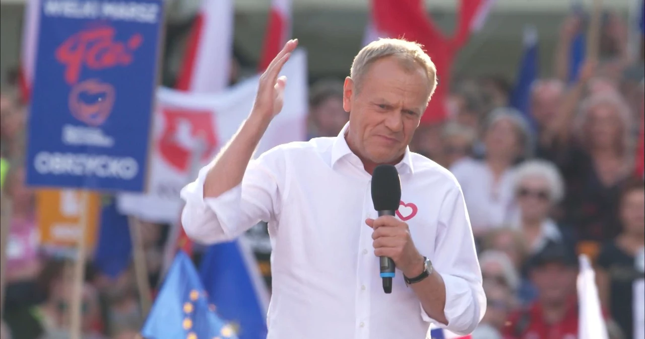 Donald Tusk na wiecu w Poznaniu