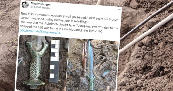 W niemieckiej Bawarii dokonano niezwykłego odkrycia. Archeolodzy znaleźli miecz pochodzący z epoki brązu i mający ok. 3 tys. lat. Przedmiot jest w bardzo dobrym stanie.