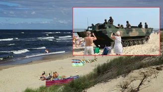 Dziwnów: Wojskowe pojazdy przejechały po plaży między turystami