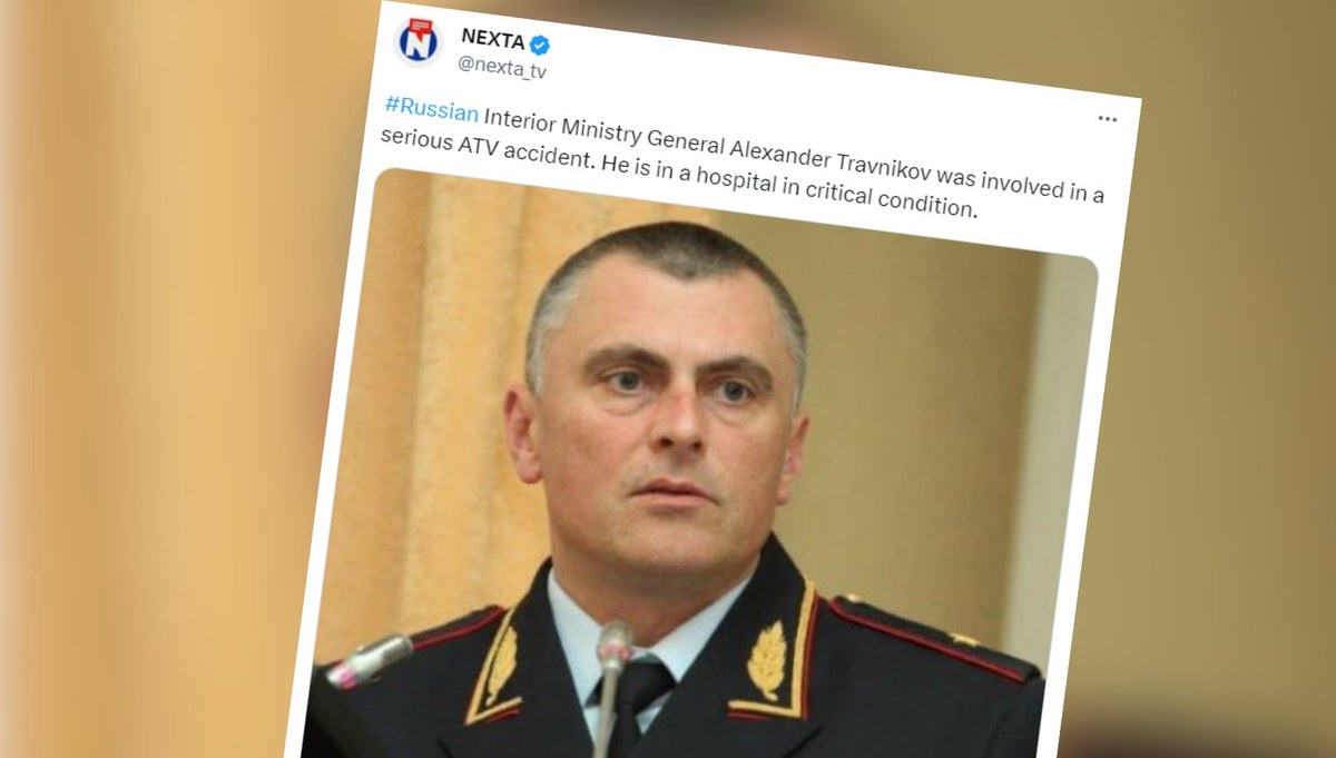 Rosyjski generał Ministerstwa Spraw Wewnętrznych Aleksander Trawnikow miał wypadek podczas jazdy na quadzie - podaje kanał Nexta.tv.