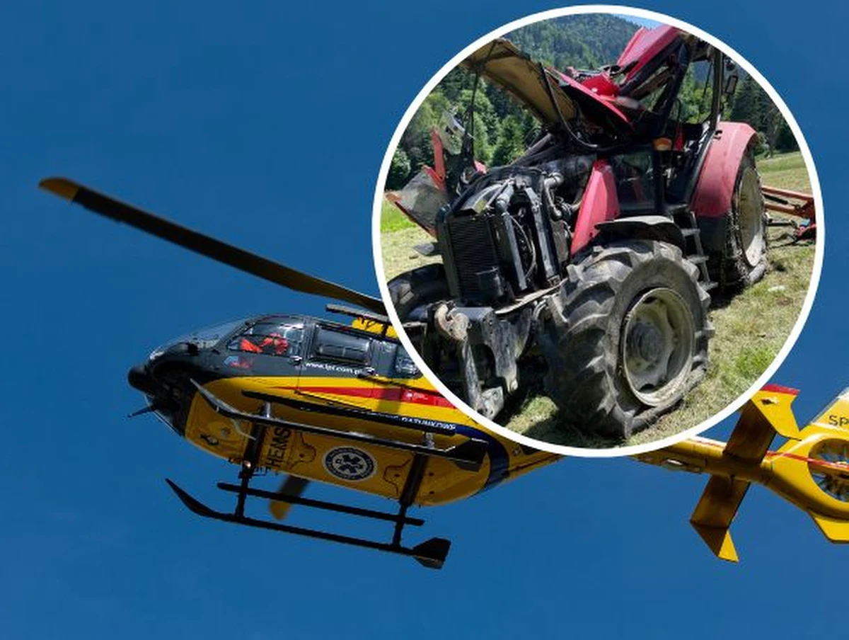 Do poważnego wypadku doszło w Wierchomli Wielkiej. Kierowca podczas wykaszania traw stracił panowanie nad ciągnikiem, pojazd stoczył się ze stromego zbocza. Po rannego mężczyznę przyleciał śmigłowiec LPR.