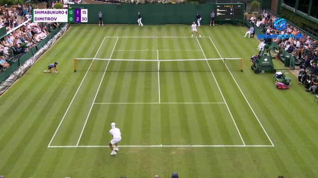 Skrót meczu Wimbledonu Sho Shimabukuro - Grigor Dimitrow.