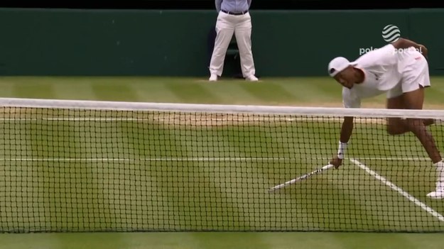 Fragment ćwierćfinałowego meczu Wimbledonu Daniił Miedwiediew - Christopher Eubanks.