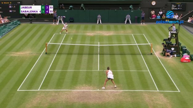 Fragment półfinałowego meczu Wimbledonu Ons Jabeur - Aryna Sabalenka.

