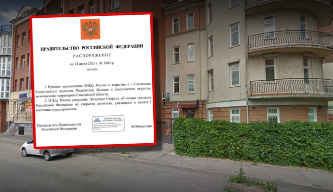 Rosja zamyka konsulat Polski w Smoleńsku. "Środek odpowiedzi"