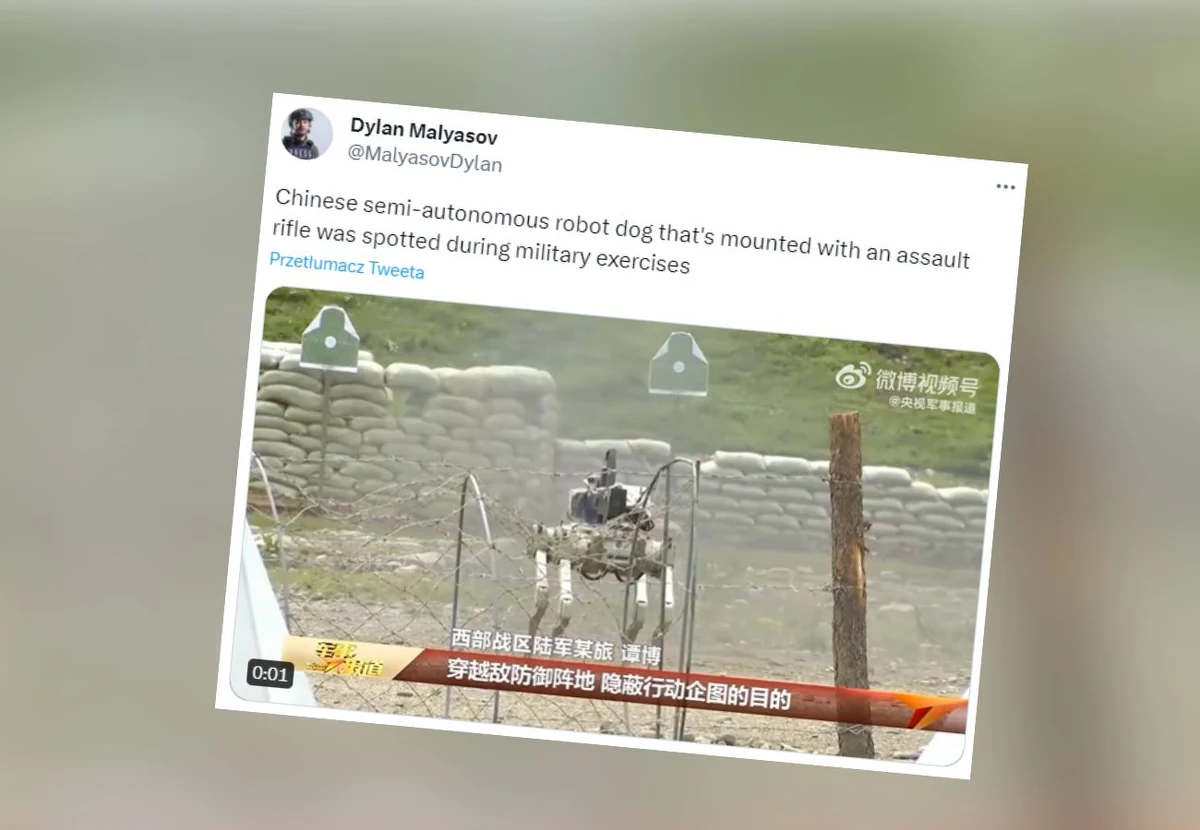 W chińskiej telewizji państwowej pokazano należącą do armii nowość - uzbrojone czworonożne "psy-roboty" - poinformował amerykański portal specjalizujący się w tematyce obronnej defence blog.