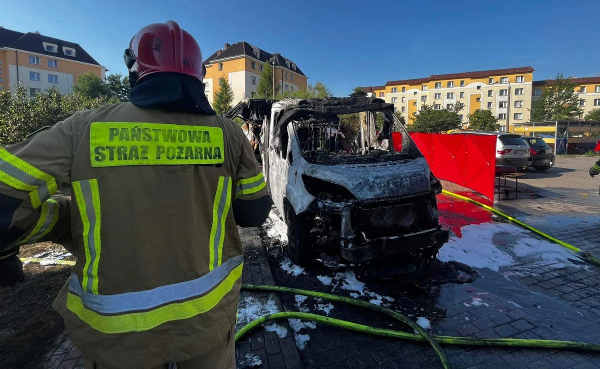 Przy ul. Pięknej w Ełku doszło do pożaru kampera. Policjanci znaleźli w środku ciała 29-letniej kobiety i 34-letniego mężczyzny.