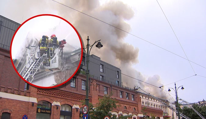 Pożar w centrum Krakowa. Gęsty dym nad miastem
