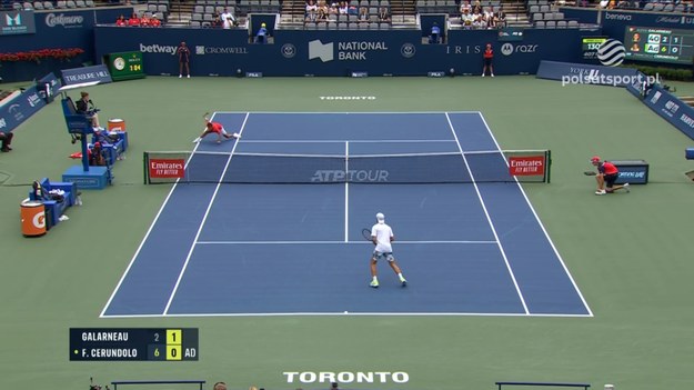 Skrót meczu 1. rundy turnieju ATP w Toronto Alexis Galarneau - Francisco Cerundolo 2:6, 6:4, 4:6.