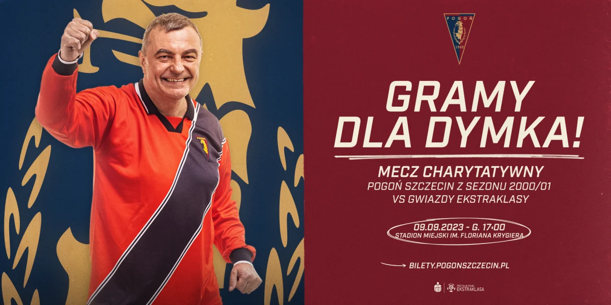 Gwiazdy ekstraklasy spotkają się na jednym boisku z drużyną Pogoni Szczecin w składzie, który w sezonie 2000/01 zdobył wicemistrzostwo Polski. 9 września w Szczecinie odbędzie się mecz charytatywny. Zasiadając na trybunach, kibice mogą wesprzeć rehabilitację i leczenie najlepszego napastnika w historii klubu - Roberta Dymkowskiego. 
