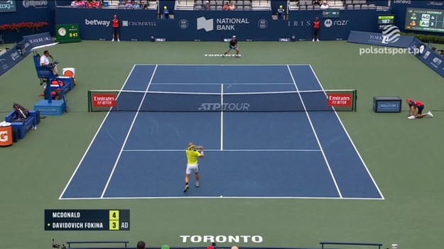 Skrót meczu turnieju ATP w Toronto Mackenzie McDonald - Alejandro Davidovich Fokina.

