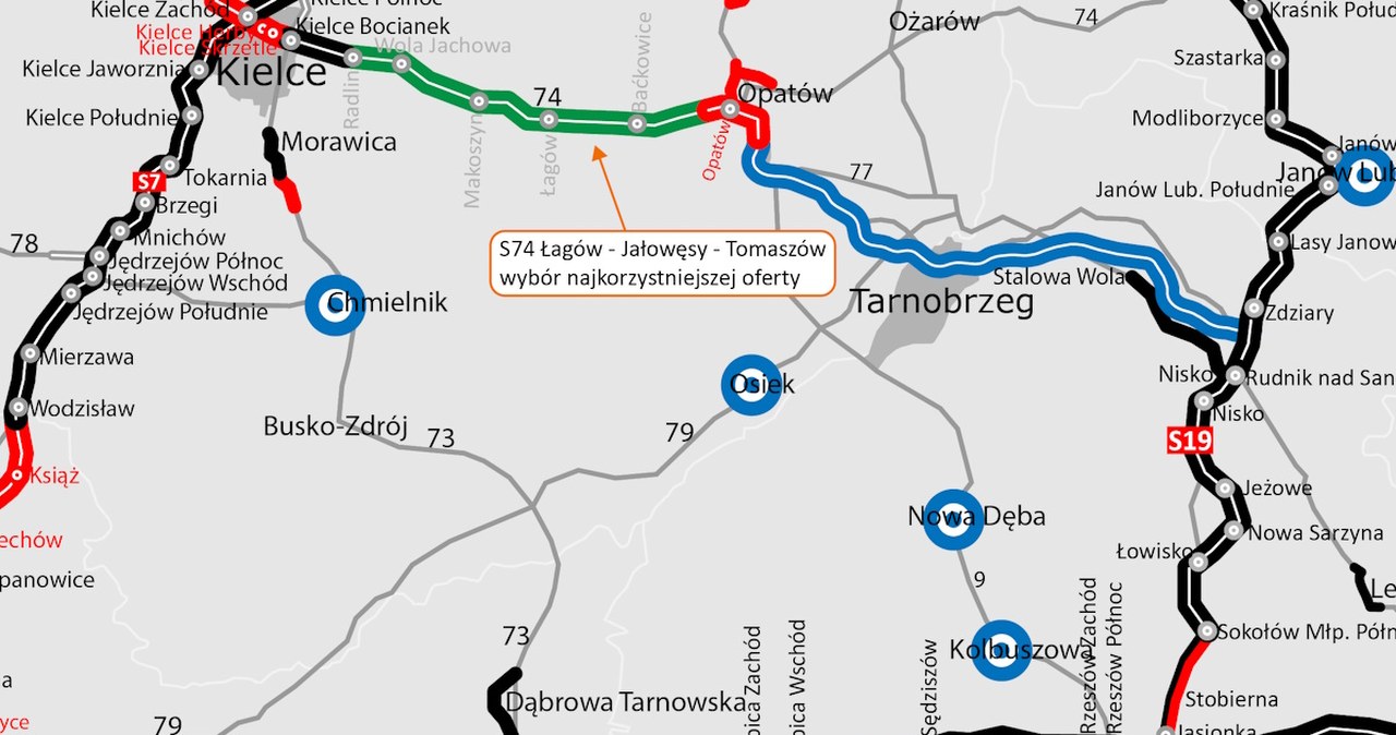 S74 Map Krok bliżej do budowy kolejnego odcinka drogi S74. Gdzie powstanie ...