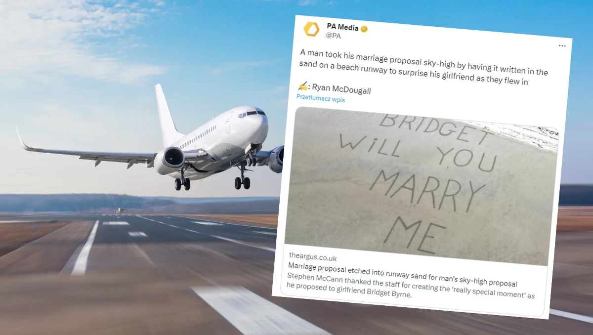 Dużą wyobraźnią popisał się pewien Brytyjczyk. Mężczyzna postanowił oświadczyć się swojej partnerce na Hebrydach. O pomoc poprosił obsługę miejscowego lotniska. Ci, w jego imieniu, wyryli na piasku olbrzymimi literami zdanie: "Bridget, czy wyjdziesz za mnie?". Wybranka jego serca napis obserwowała z powietrza.