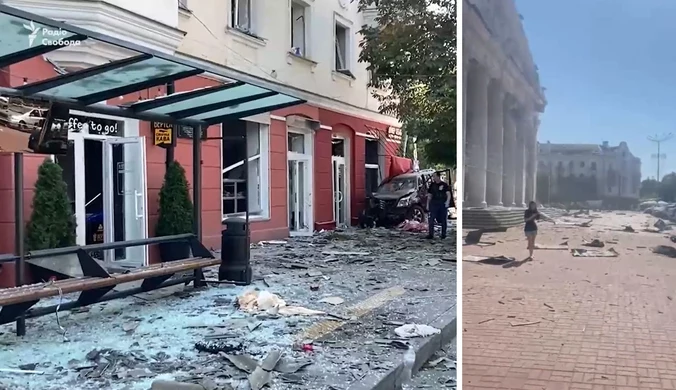 Eksplozja rosyjskiego pocisku w centrum Czernihowa. Są ofiary i ranni