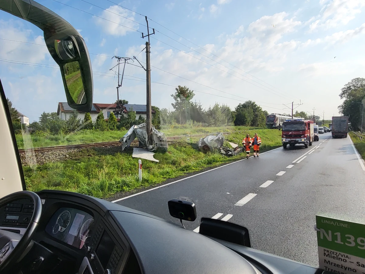 Bus zderzył się z pociągiem w Borkowicach pod Koszalinem w woj. zachodniopomorskim. Ruch pociągów na trasie Szczecin - Kołobrzeg jest wstrzymany. 