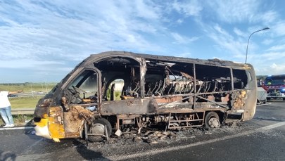 Pożar busa na autostradzie A1. Nikomu nic się nie stało