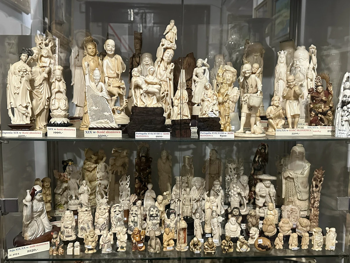 Blisko 230 eksponatów z kości słoniowej, kłów morsa oraz koralowce i przedmiot ze skóry krokodyla przejęli policjanci we współpracy z funkcjonariuszami Krajowej Administracji Skarbowej. Właściciele dwóch galerii - w Tarnowie i Krakowie - oferowali je klientom bez wymaganych przepisami zezwoleń.

