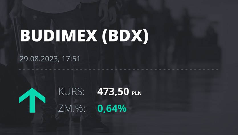 Precios de las acciones de Budimex al 29 de agosto de 2023