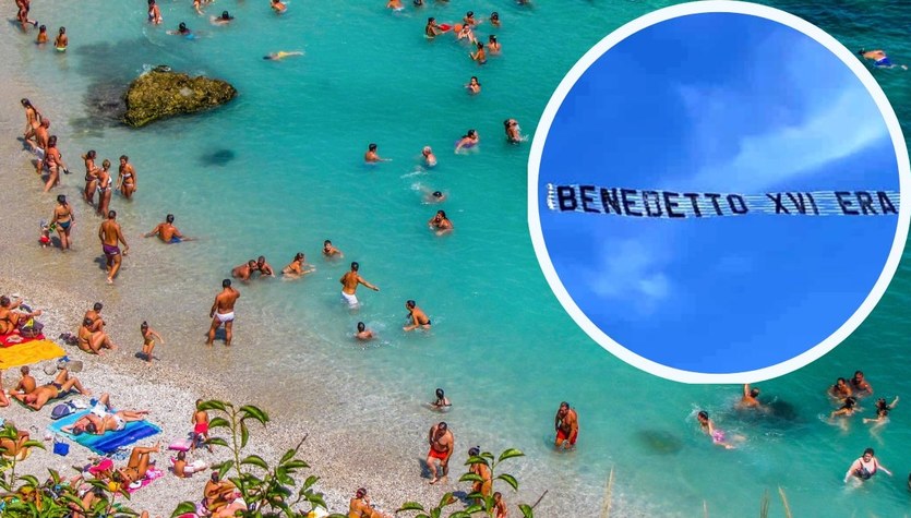 Sloganuri enervante răspândite pe plajele italiene.  Este vorba despre Papă