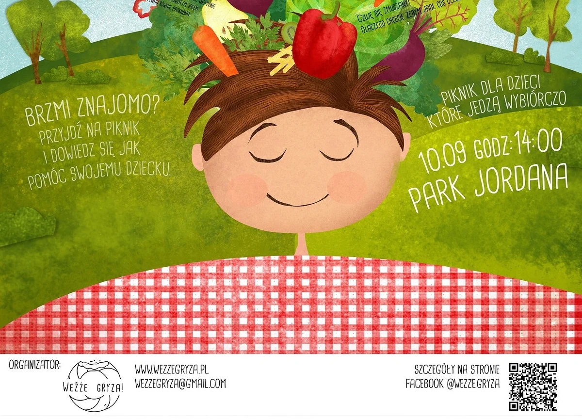 "Weźże gryza" to pierwszy w Polsce piknik skierowany do dzieci i rodziców dzieci z wybiórczością pokarmową. Celem wydarzenia jest nagłośnienie problemu, z którym boryka się coraz więcej dzieci, a który jest też ogromnym obciążeniem dla rodziców. Piknik rozpocznie się w niedzielę 10 września o godzinie 14.00.