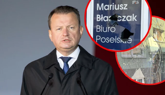 Zniszczono biuro Mariusza Błaszczaka. "Przez okno wpadły kamień i cegła"