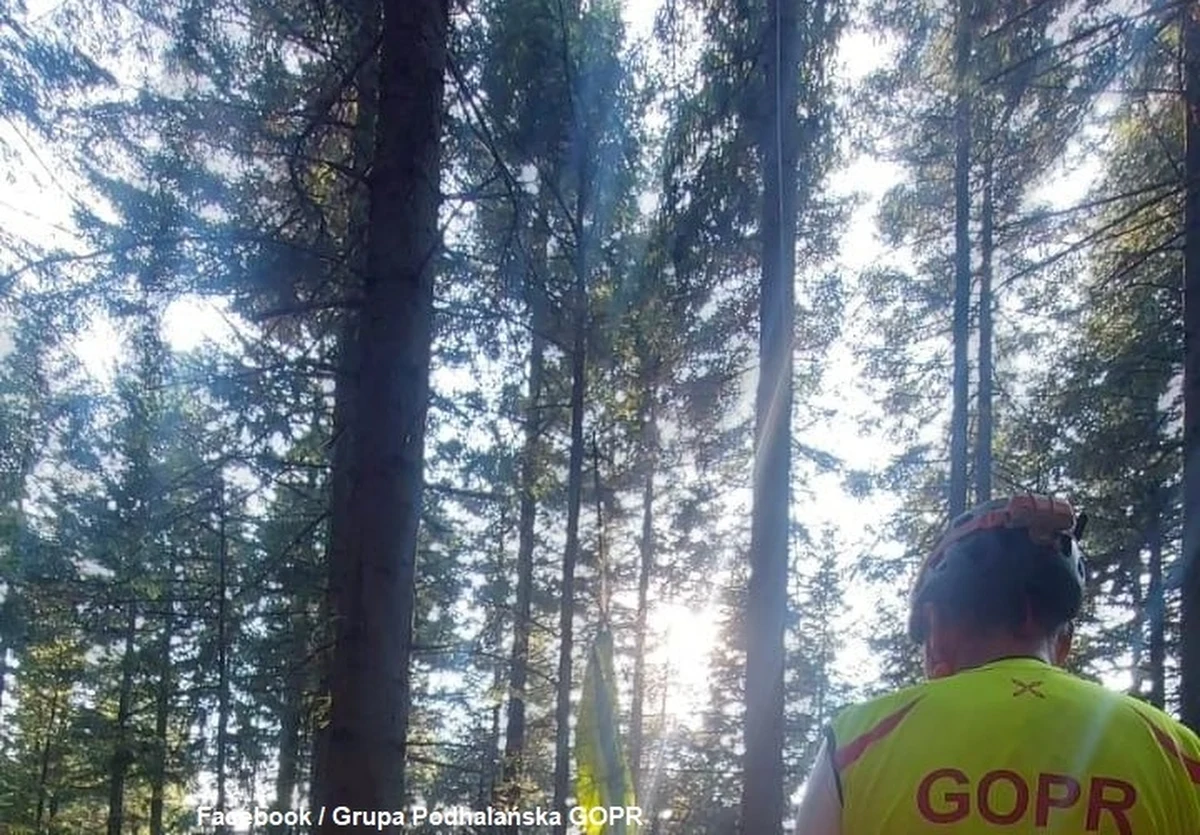 Pomocy ratowników Grupy Podhalańskiej GOPR potrzebowała kobieta na paralotni, która zawisła na drzewach w rejonie szczytu góry Ciecień, koło miejscowości Wiśniowa w Beskidzie Wyspowym.