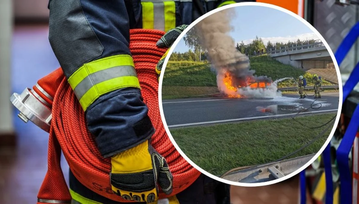Poważne zdarzenie na autostradzie A4. W Zalesie, na odcinku między Krakowem i Katowicami, zapaliło się auto.