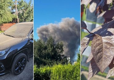 Potężna chmura nad Radlinem. Pył pokrył okna, ławki i samochody