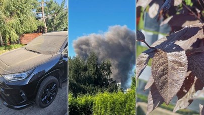 Potężna chmura nad Radlinem. Pył pokrył okna, ławki i samochody