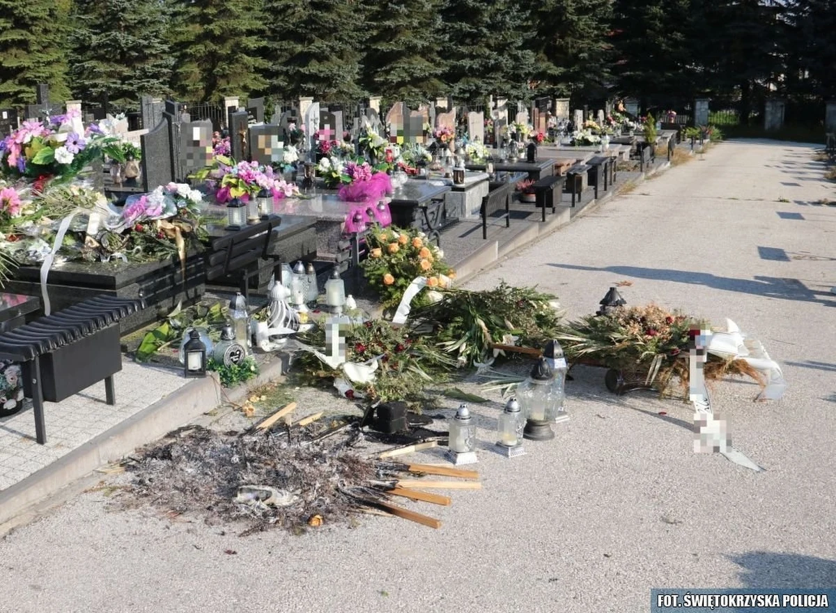 ​Dwaj mężczyźni odpowiedzą za zniszczenie nagrobka na cmentarzu w Busku-Zdroju, po tym, jak w jego pobliżu rozpalili ognisko i urządzili zakrapianą imprezę - poinformowała świętokrzyska policja.