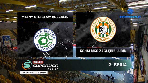 Skrót meczu Młyny Stoisław Koszalin - KGHM MKS Zagłębie Lubin 22:35. 

