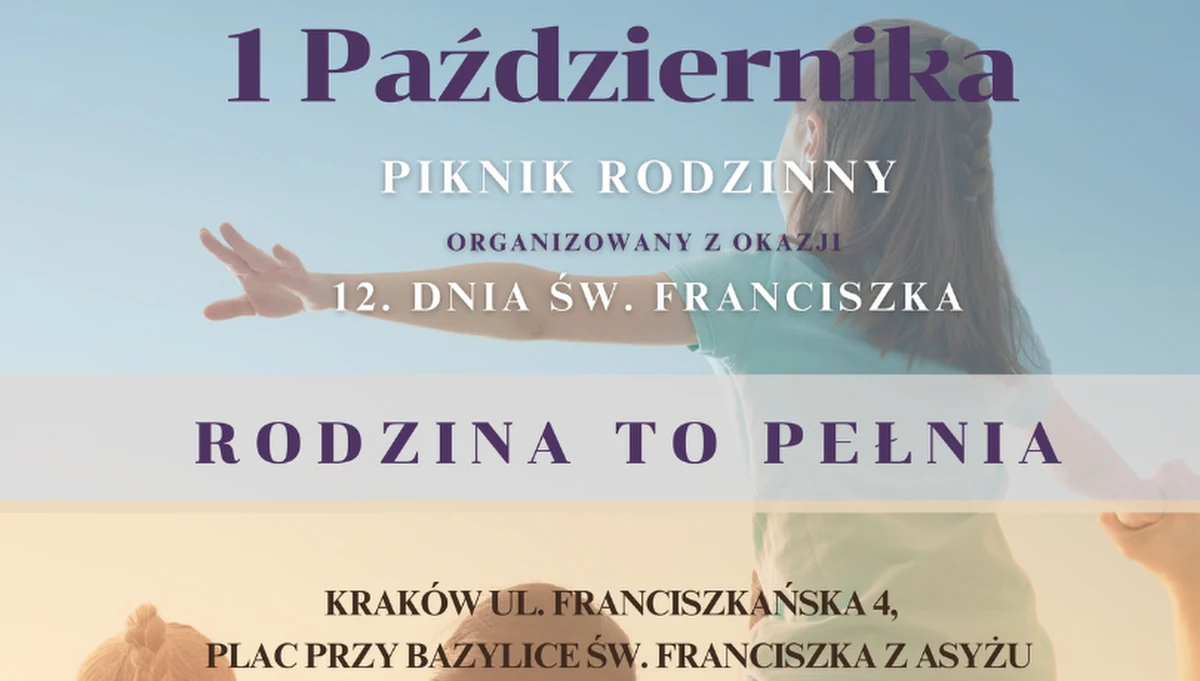 Franciszkanie i Fundacja Brat Słońce zapraszają w najbliższą niedzielę 1 października na Piknik rodzinny z okazji Dnia św. Franciszka z Asyżu. Początek o godz. 11.00 na skwerze przy Franciszkańskiej w Krakowie.