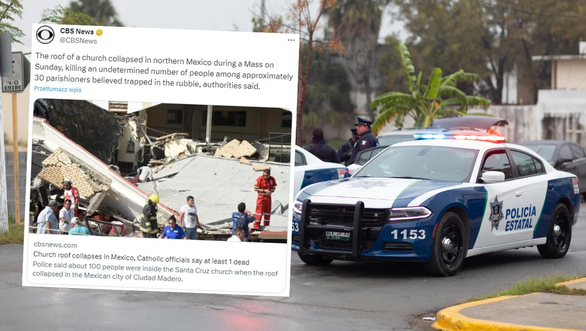 Co najmniej 15 osób zginęło, a 60 zostało rannych po zawaleniu się dachu kościoła w mieście Madero, w meksykańskim stanie Tamaulipas, na północnym zachodzie kraju. Do tragicznego zdarzenia doszło podczas niedzielnej mszy świętej, w wypełnionej wiernymi świątyni.