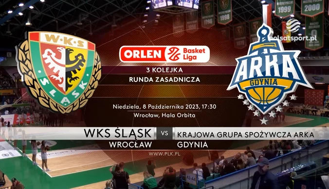 Śląsk Wrocław - Krajowa Grupa Spożywcza Arka Gdynia 88:79. Skrót meczu. WIDEO