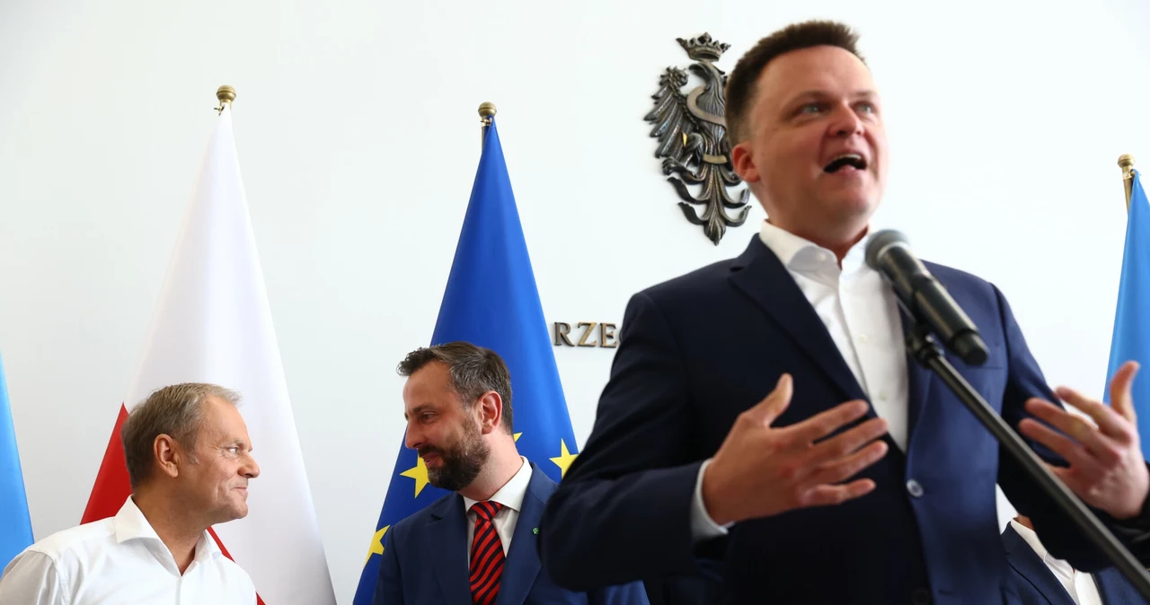 Donald Tusk, Władysław Kosiniak-Kamysz i Szymon Hołownia