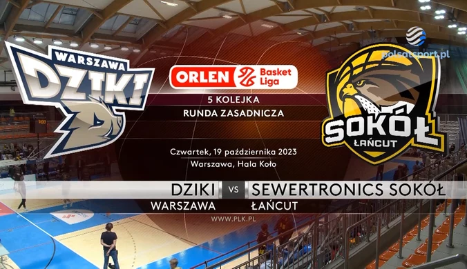 Dziki Warszawa - Sewertronics Sokół Łańcut 93:85. Skrót meczu. WIDEO