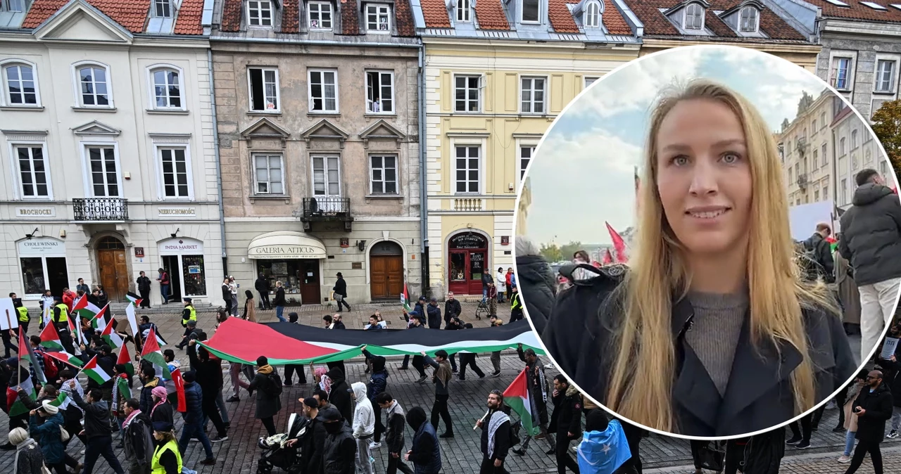 Norweska studentka na propalestyńskiej demonstracji w Warszawie