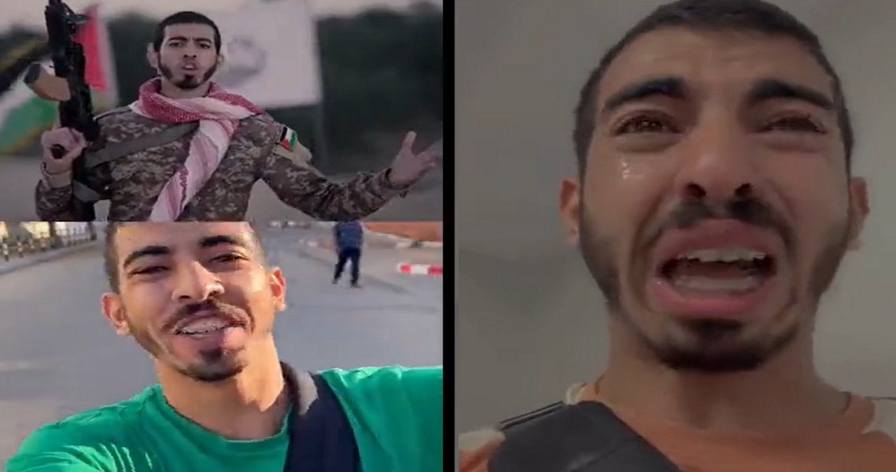 Jeden z mieszkańców Palestyny stał się symbolem największego w najnowszej historii ataku Hamasu na Izrael. W jednej chwili cieszył się, a w drugiej płakał.
