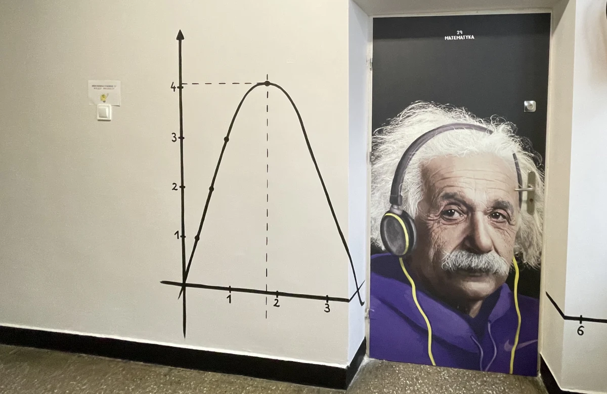 Szkolny korytarz został zamieniony w galerię sztuki współczesnej. Bohaterami są m.in. Nikola Tesla w opasce Nike, Albert Einstein w słuchawkach czy Napoleon w sportowych butach. Nowoczesne wizerunki postaci historycznych zdobią drzwi pracowni przedmiotowych w Szkole Podstawowej nr 20 w Lublinie. 
