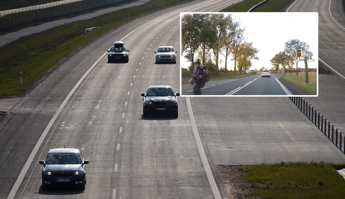 Pędził na jednym kole tuż przed radarem. O włos od tragedii