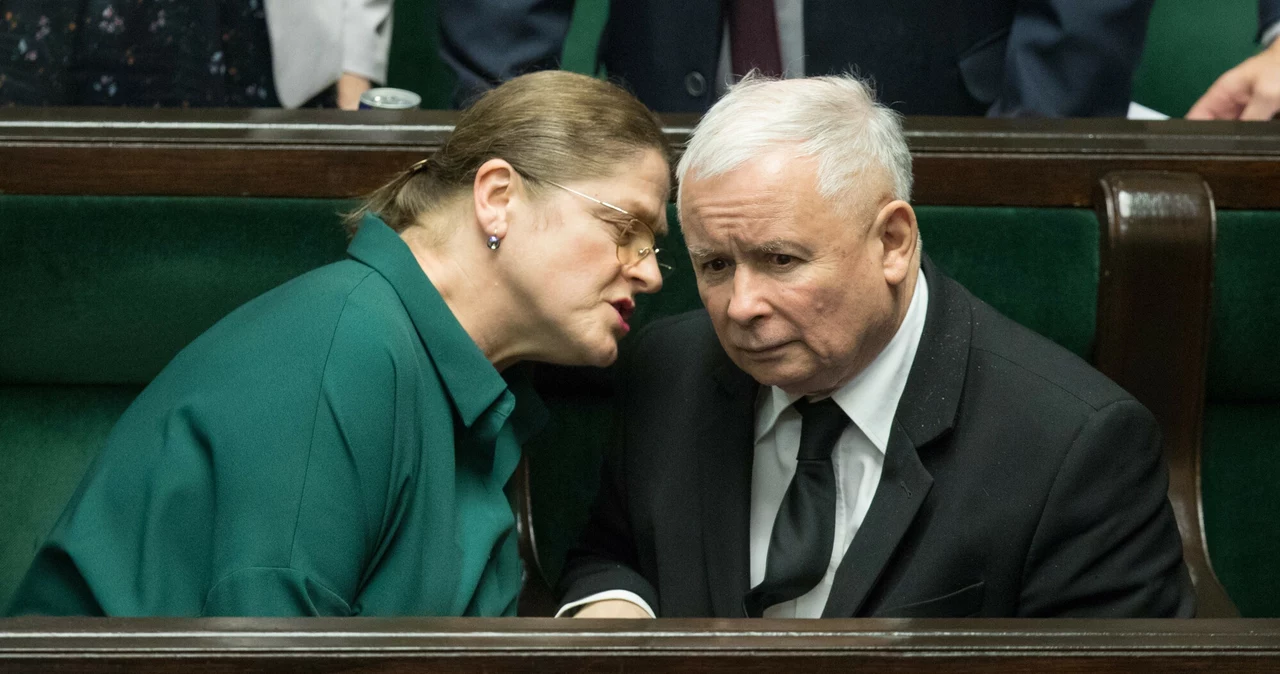 Krystyna Pawłowicz i Jarosław Kaczyński w Sejmie w 2019 r. Zdj. archiwalne