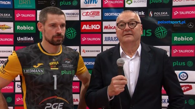 Dawid Konarski po meczu PSG Stal Nysa - PGE GiEK Skra Bełchatów 2:3 (22:25, 25:21, 25:18, 21:25, 14:16) w 3. kolejce PlusLigi.

